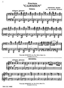 The sheet music for Carmen's Overture.